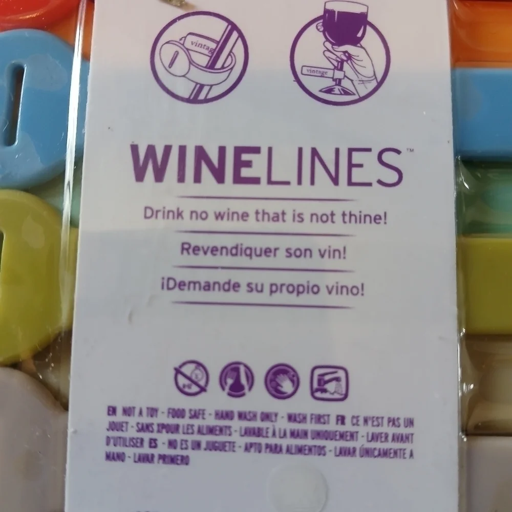 Fred Brand WineLines ID Tags for Stemware Glass Markers Silicone Multicolor